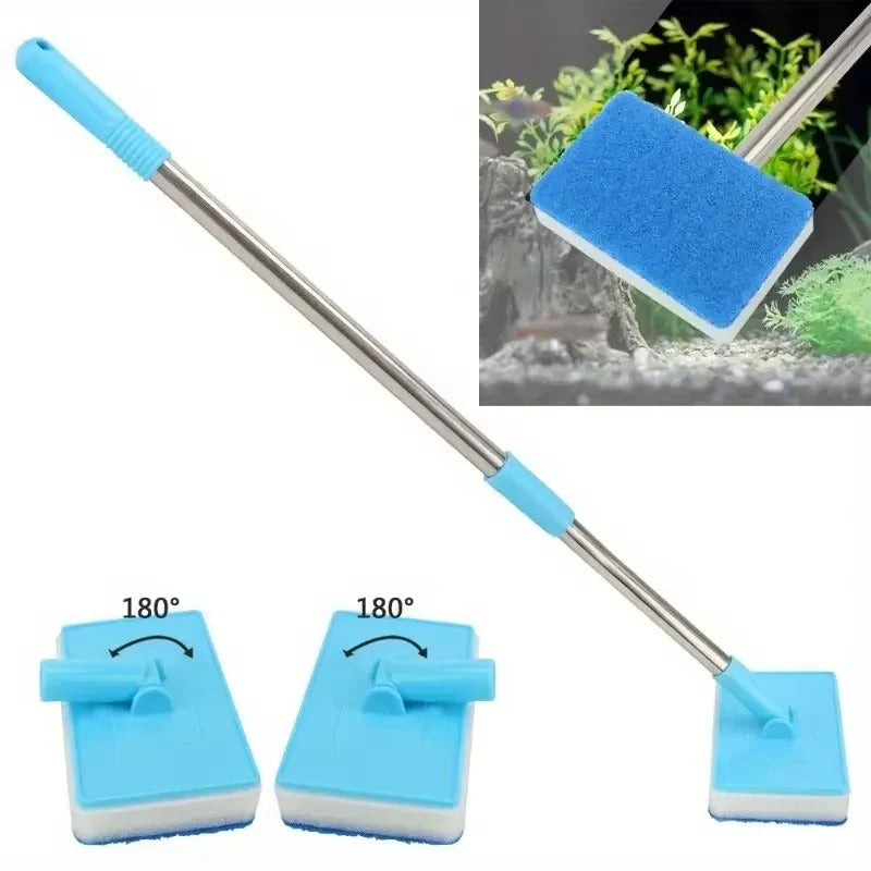 Extendable 180° Aquarium Algae Scraper & Cleaner with Ergonomic Sponge - Perfect for Easy Tank Maintenance