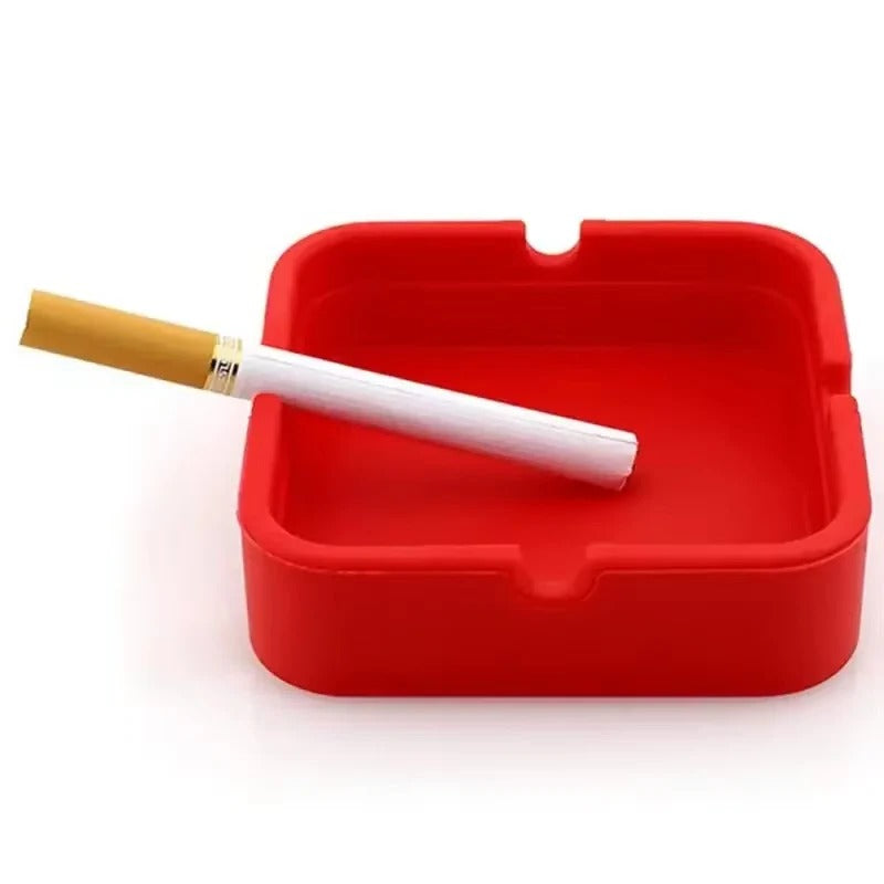 Portable Square Silicone Ashtray with Travel Case - Durable, Easy-Clean Design for Smokers