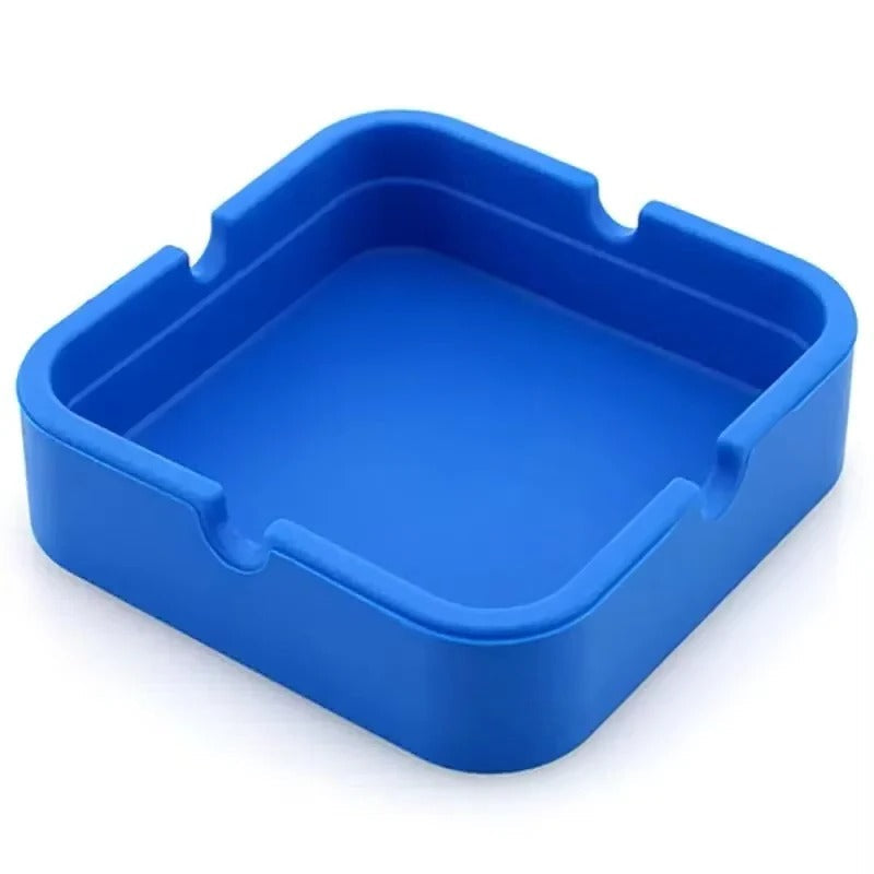 Portable Square Silicone Ashtray with Travel Case - Durable, Easy-Clean Design for Smokers