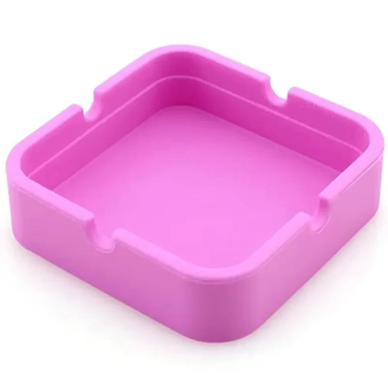 Portable Square Silicone Ashtray with Travel Case - Durable, Easy-Clean Design for Smokers