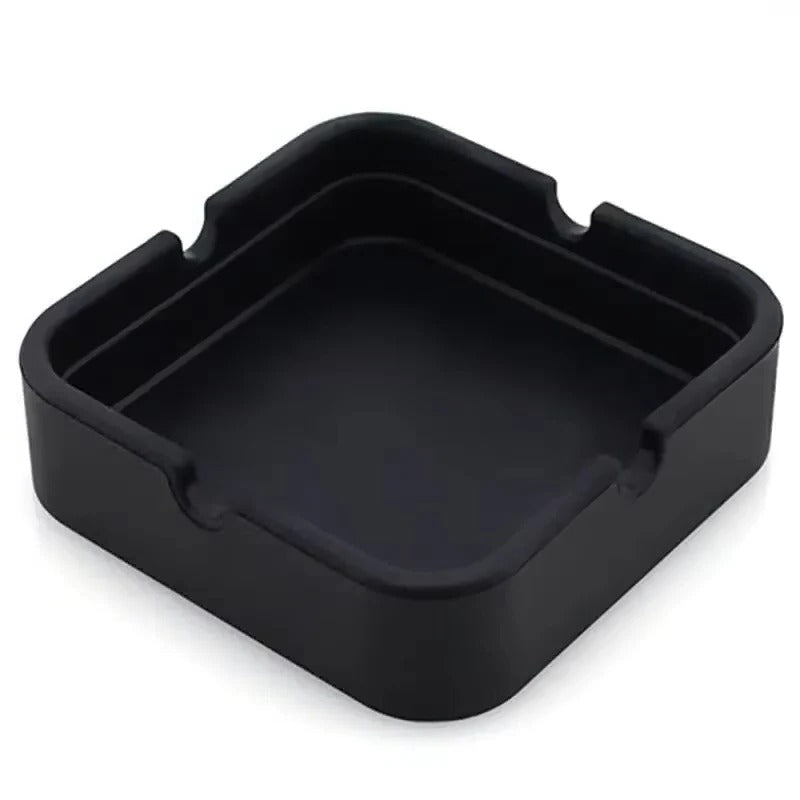 Portable Square Silicone Ashtray with Travel Case - Durable, Easy-Clean Design for Smokers
