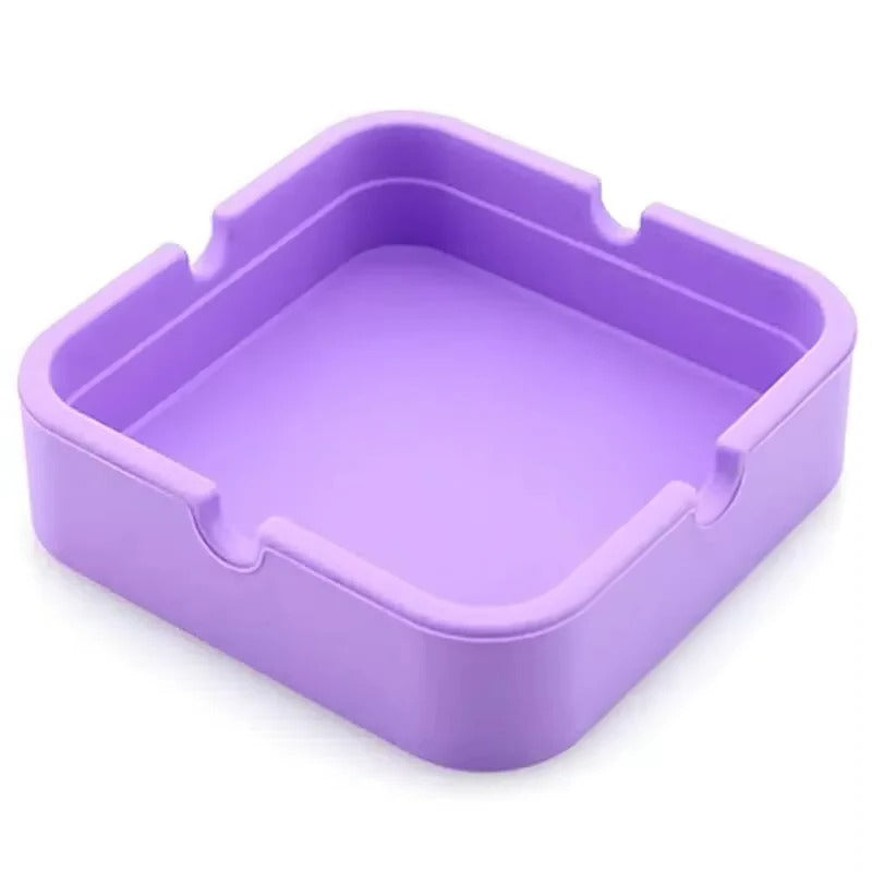Portable Square Silicone Ashtray with Travel Case - Durable, Easy-Clean Design for Smokers