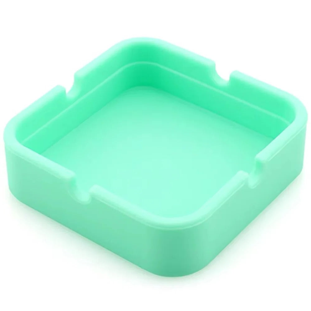 Portable Square Silicone Ashtray with Travel Case - Durable, Easy-Clean Design for Smokers