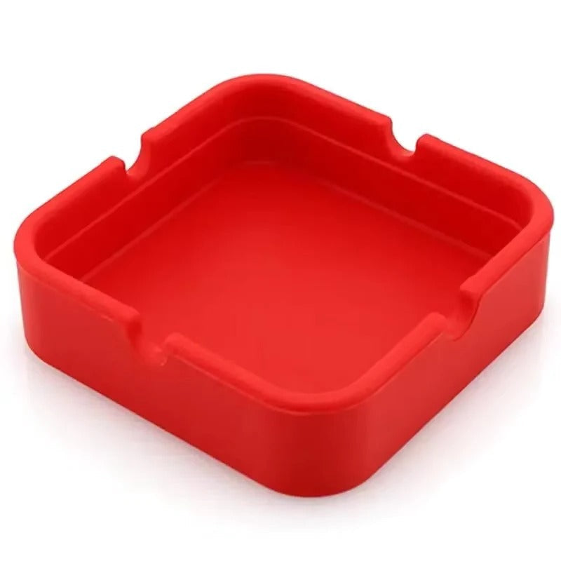 Portable Square Silicone Ashtray with Travel Case - Durable, Easy-Clean Design for Smokers