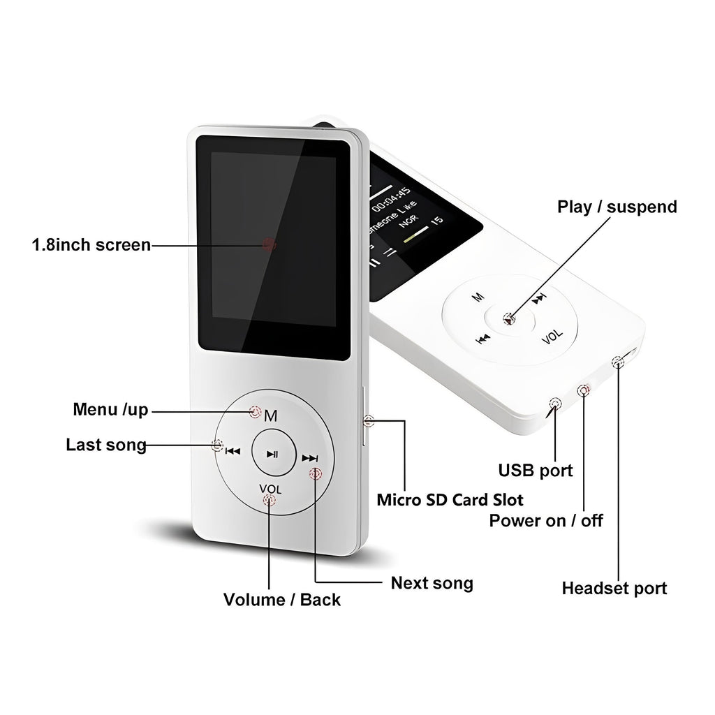 Portable High Fidelity Music Player with 1.8-Inch Screen, Bluetooth Connectivity & Superior Sound Quality