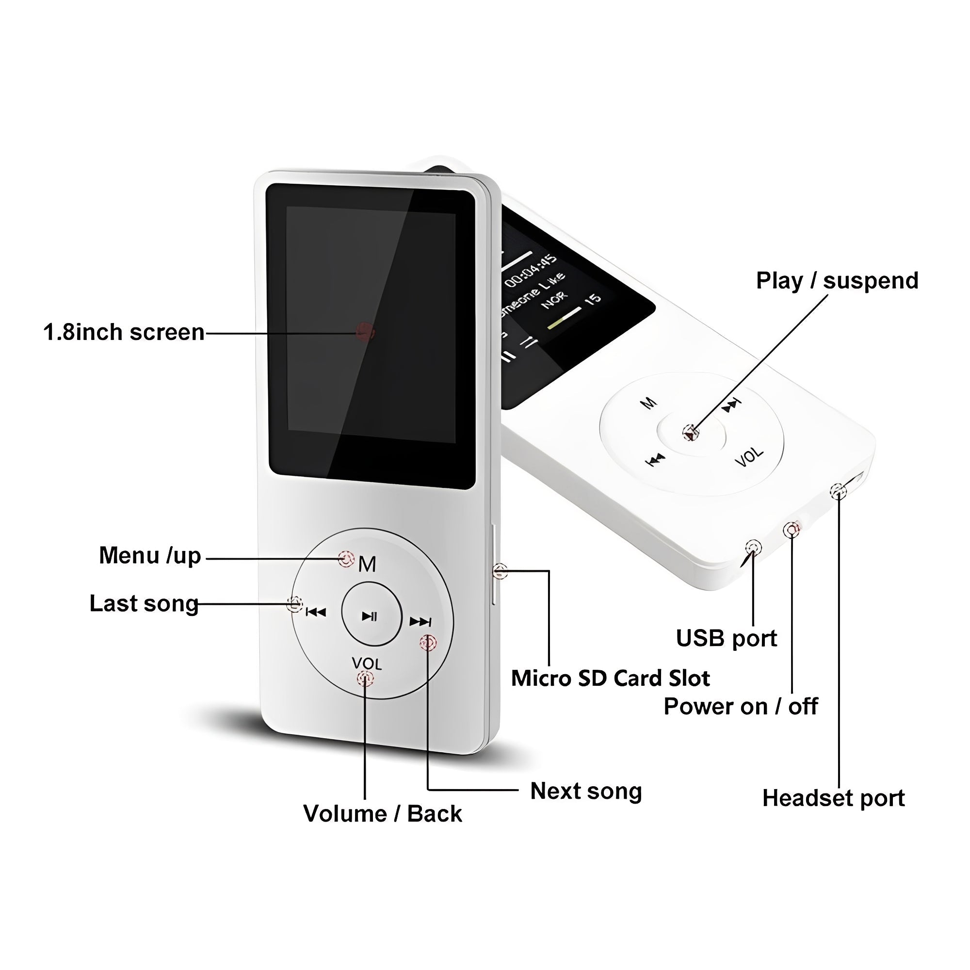 Portable High Fidelity Music Player with 1.8-Inch Screen, Bluetooth Connectivity & Superior Sound Quality