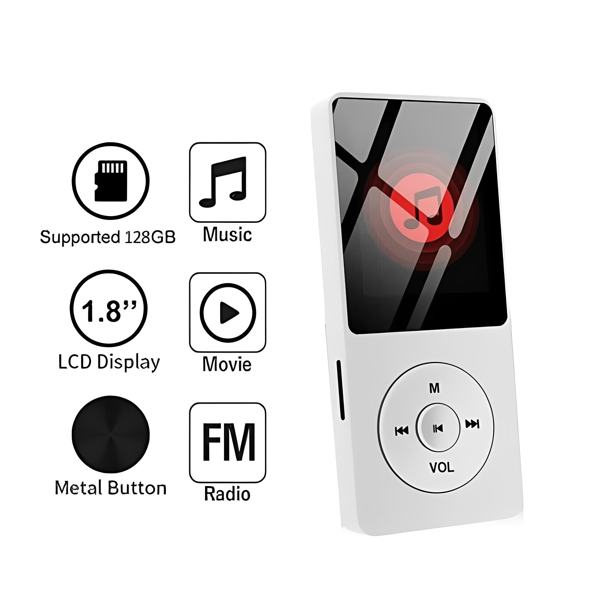 Portable High Fidelity Music Player with 1.8-Inch Screen, Bluetooth Connectivity & Superior Sound Quality