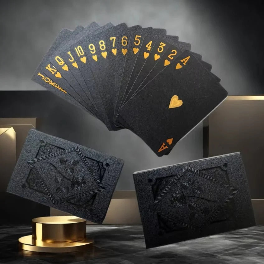 Elegant Black and Gold Playing Card Deck - Perfect for Casual and Regular Games
