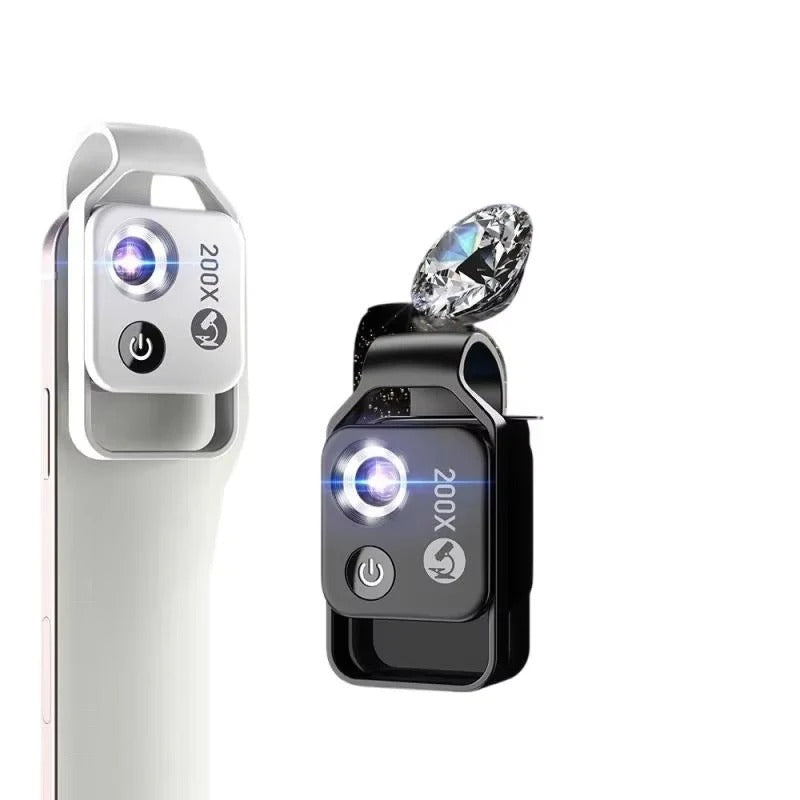 200X Portable Smartphone Microscope Lens with Universal Clip - High Magnification for Easy Mobile Microscopy