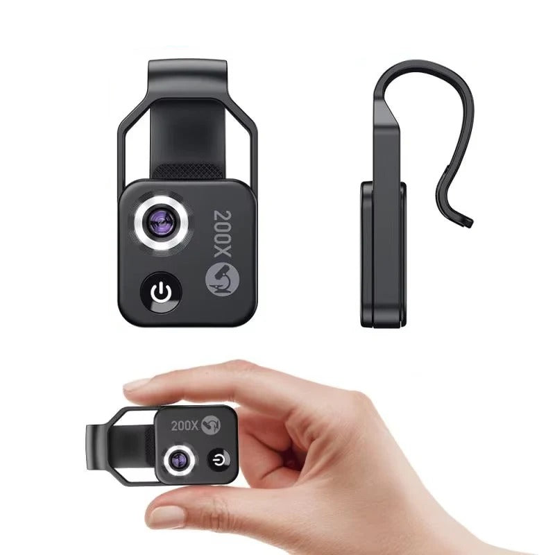 200X Portable Smartphone Microscope Lens with Universal Clip - High Magnification for Easy Mobile Microscopy