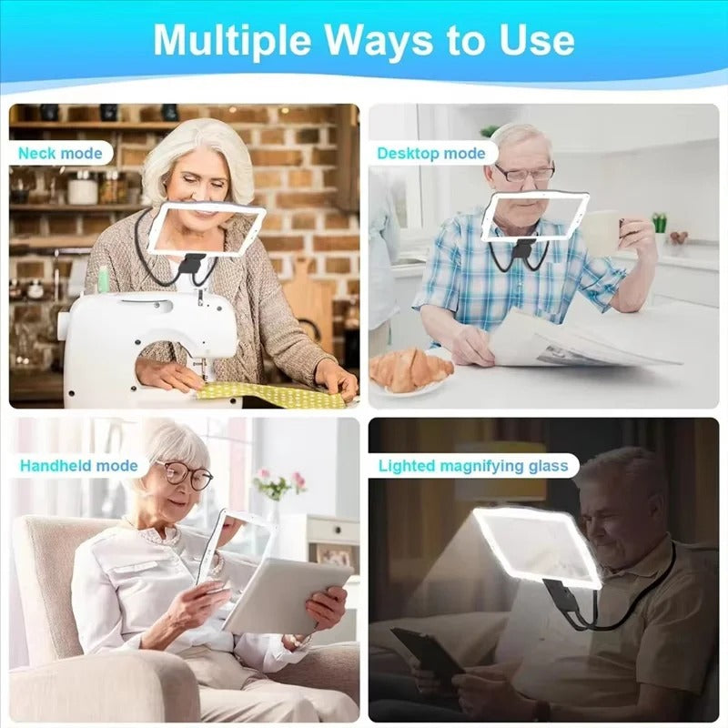 Adjustable Hands-Free Magnifying Glass with LED Light & 3X Zoom - Perfect for Crafts, Reading, and Hobbies