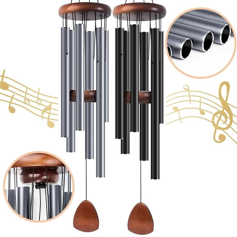 Premium Outdoor Wind Chimes - Durable Aluminum Tubes & Elegant Wooden Accents for Garden Decor