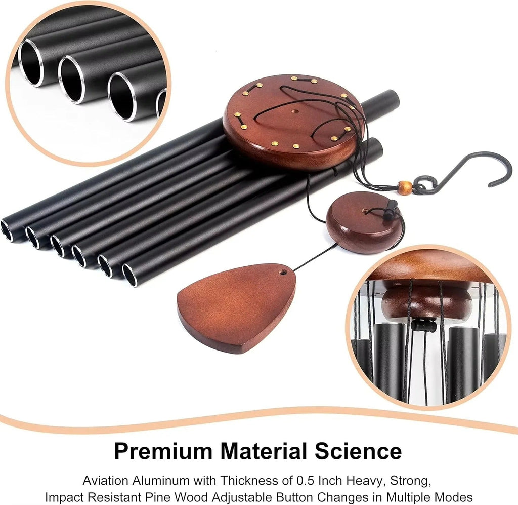Premium Outdoor Wind Chimes - Durable Aluminum Tubes & Elegant Wooden Accents for Garden Decor