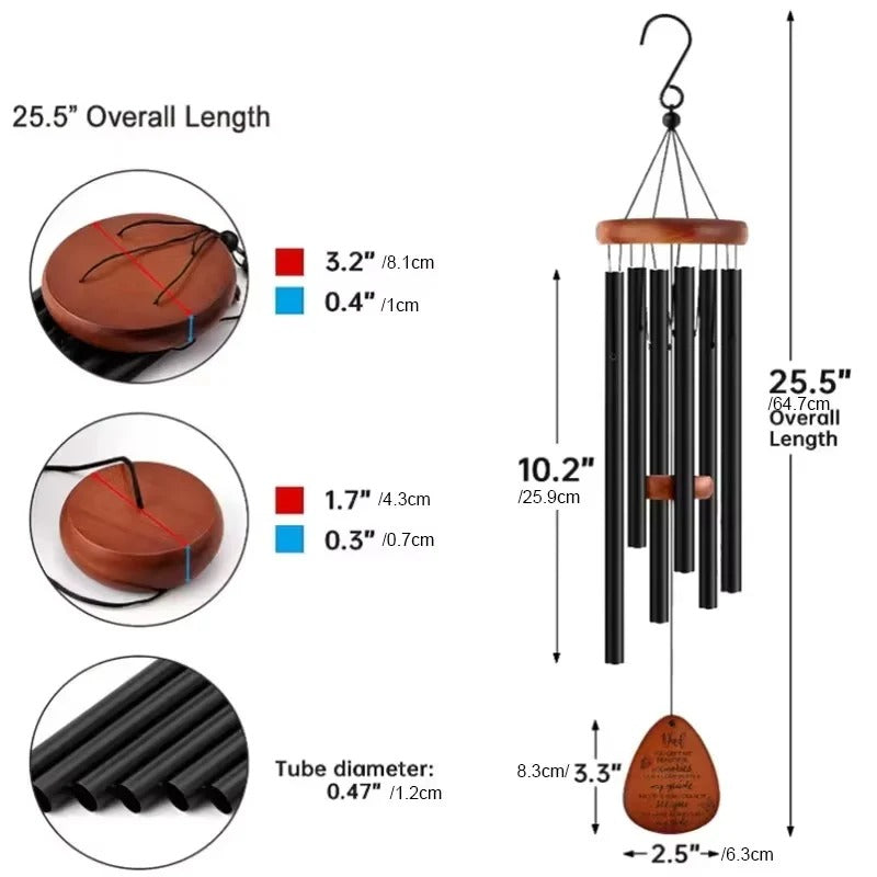 Premium Outdoor Wind Chimes - Durable Aluminum Tubes & Elegant Wooden Accents for Garden Decor