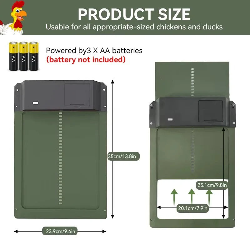 Automatic Chicken Coop Door with Light Sensor & Battery Operation - Convenient, Weatherproof, Easy Install
