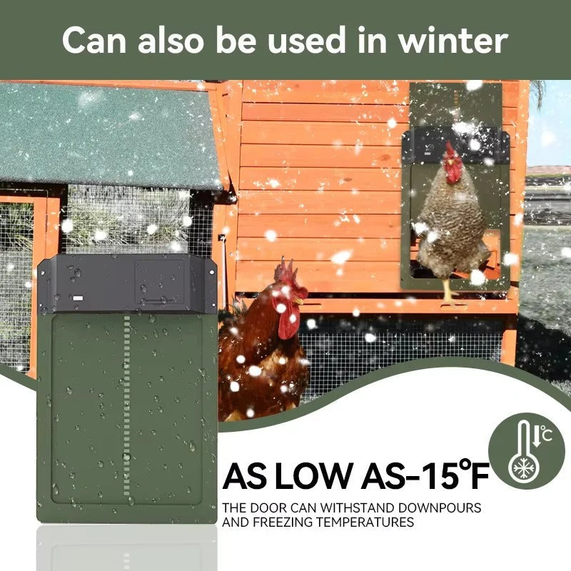 Automatic Chicken Coop Door with Light Sensor & Battery Operation - Convenient, Weatherproof, Easy Install