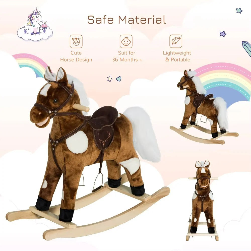Musical Plush Rocking Horse Ride-On Toy for Kids – Soft & Safe with Built-In Music Features