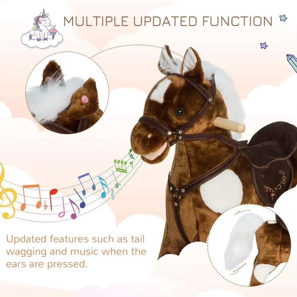 Musical Plush Rocking Horse Ride-On Toy for Kids – Soft & Safe with Built-In Music Features