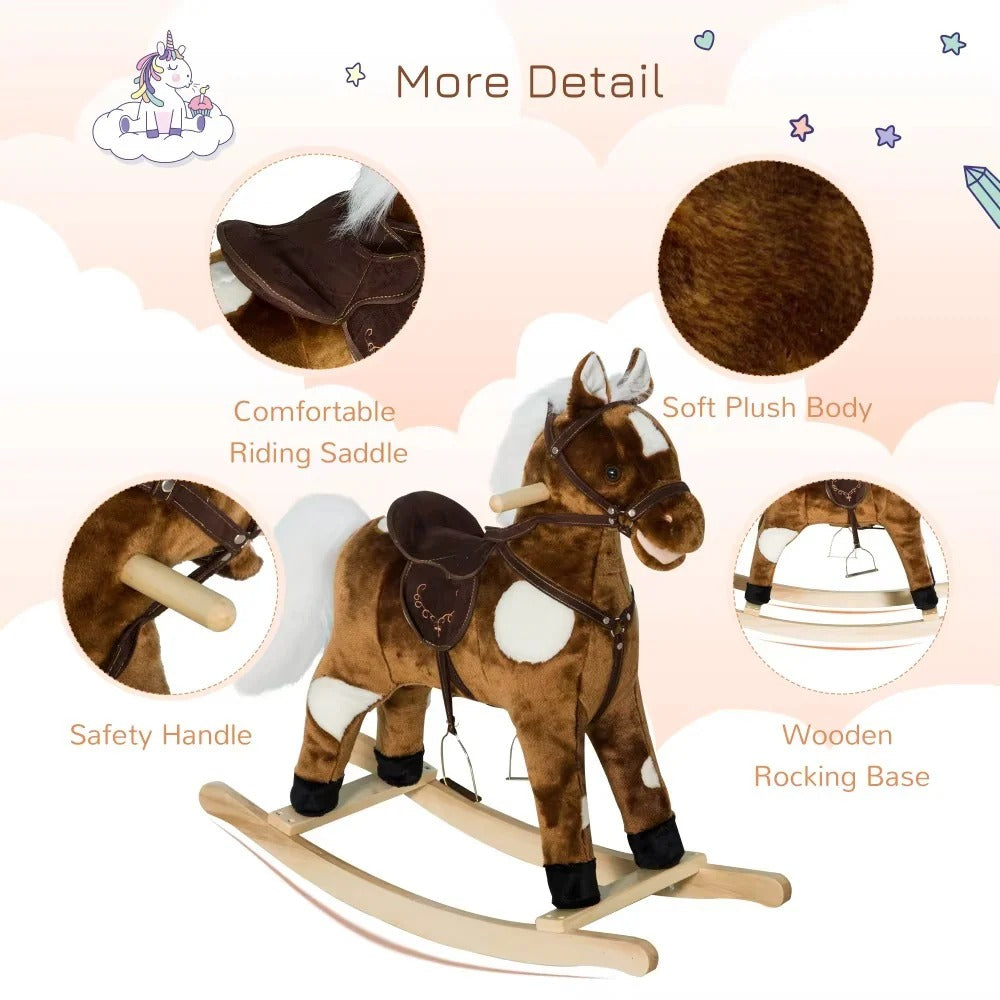 Musical Plush Rocking Horse Ride-On Toy for Kids – Soft & Safe with Built-In Music Features