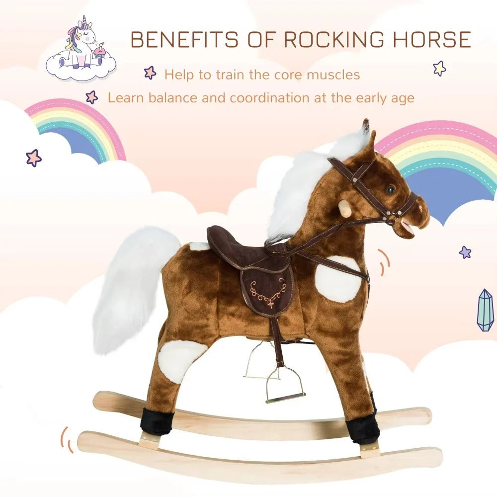 Musical Plush Rocking Horse Ride-On Toy for Kids – Soft & Safe with Built-In Music Features