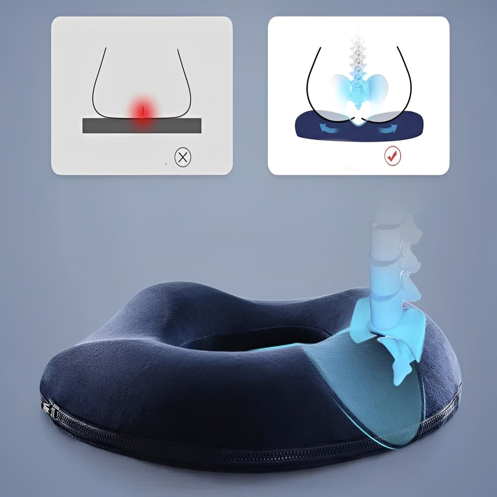 Ergonomic Portable Seat Cushion with Central Opening & Removable Washable Cover - Ideal for Comfort on the Go