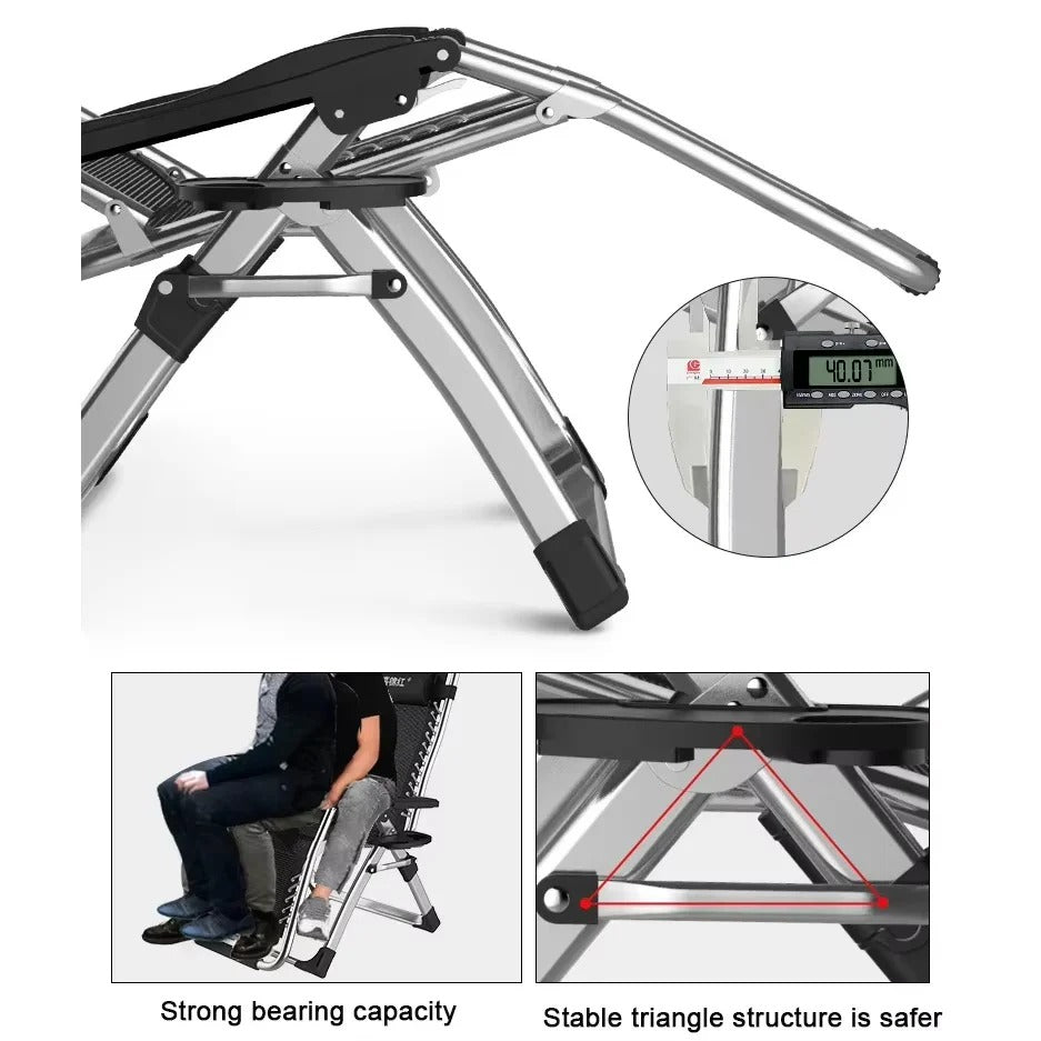 Portable Outdoor Folding Lounge Chair with Reclining Feature, Cup Holder & Comfortable Patio Seating