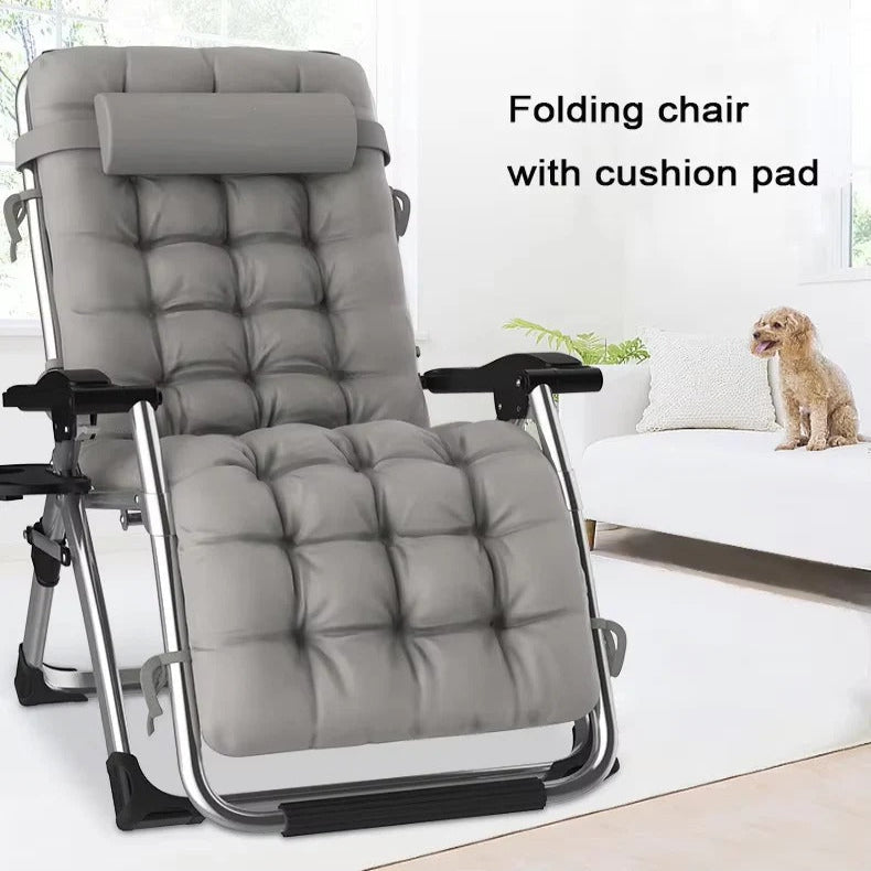 Portable Outdoor Folding Lounge Chair with Reclining Feature, Cup Holder & Comfortable Patio Seating