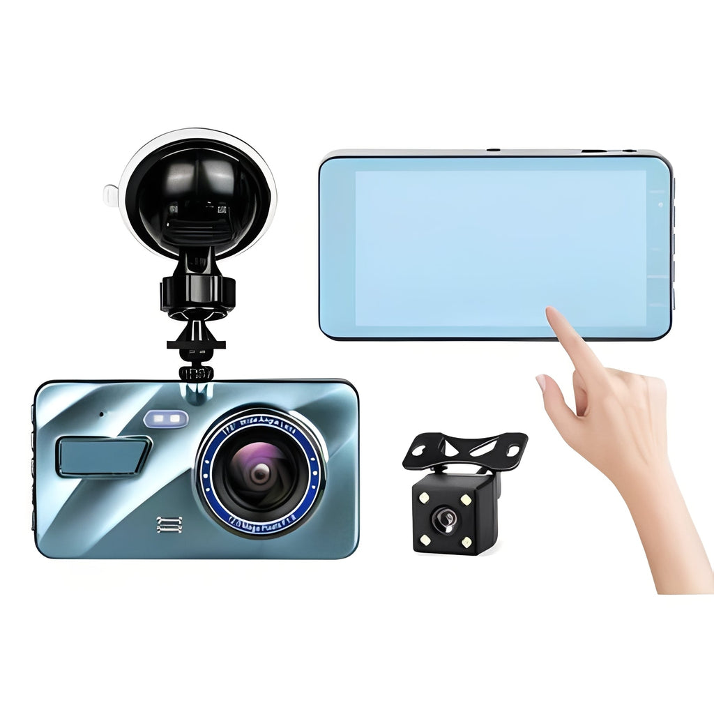 Dual Lens Dash Cam with 4-Inch Display - Front and Rear HD Recording, Night Vision, G-Sensor, Loop Recording