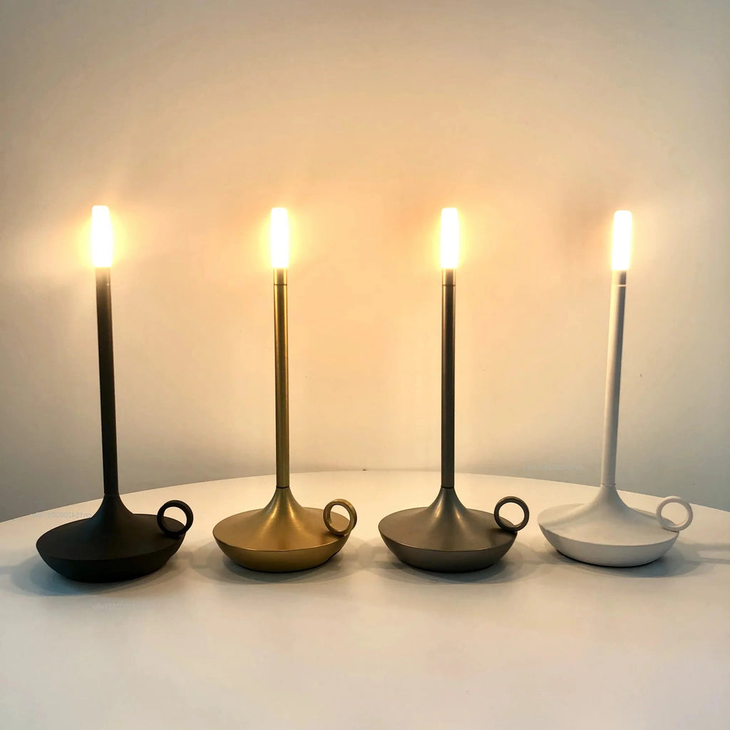 Cordless Rechargeable LED Table Lamp - Elegant Candle Style Design for Home Decor
