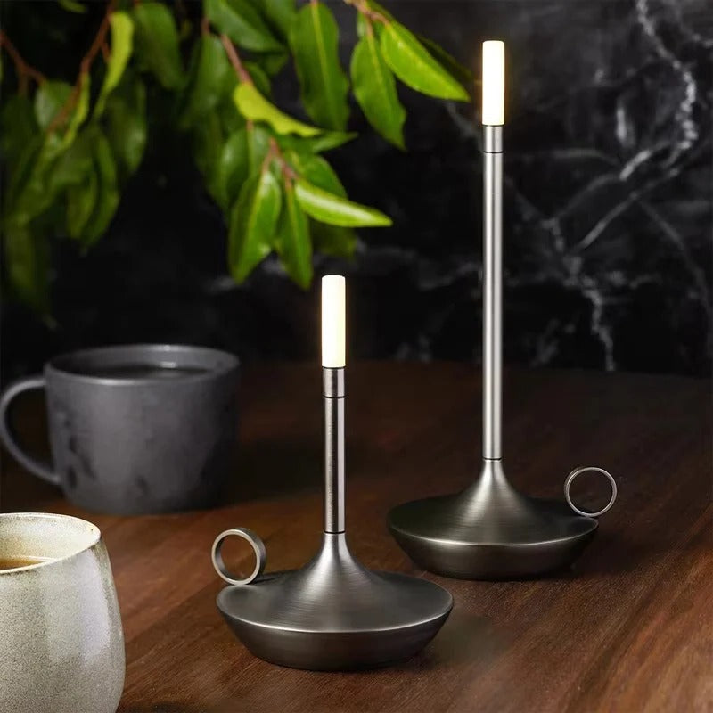 Cordless Rechargeable LED Table Lamp - Elegant Candle Style Design for Home Decor