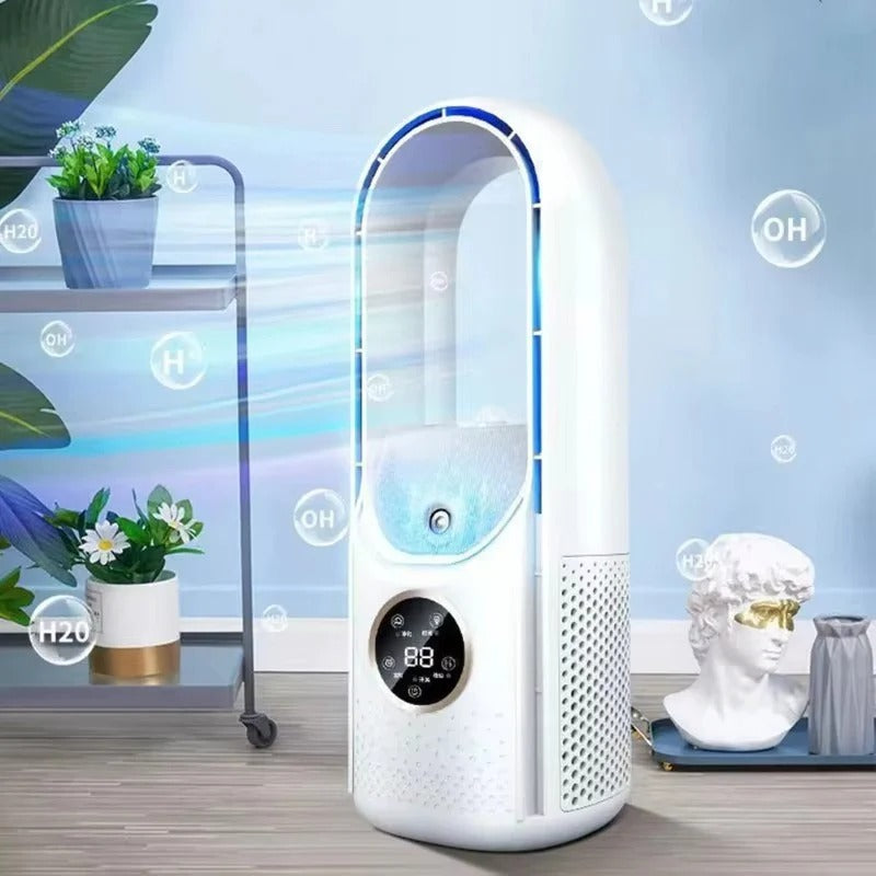 Compact Mini USB Bladeless Fan - Quiet Air Circulator for Desk & Bedside Use
