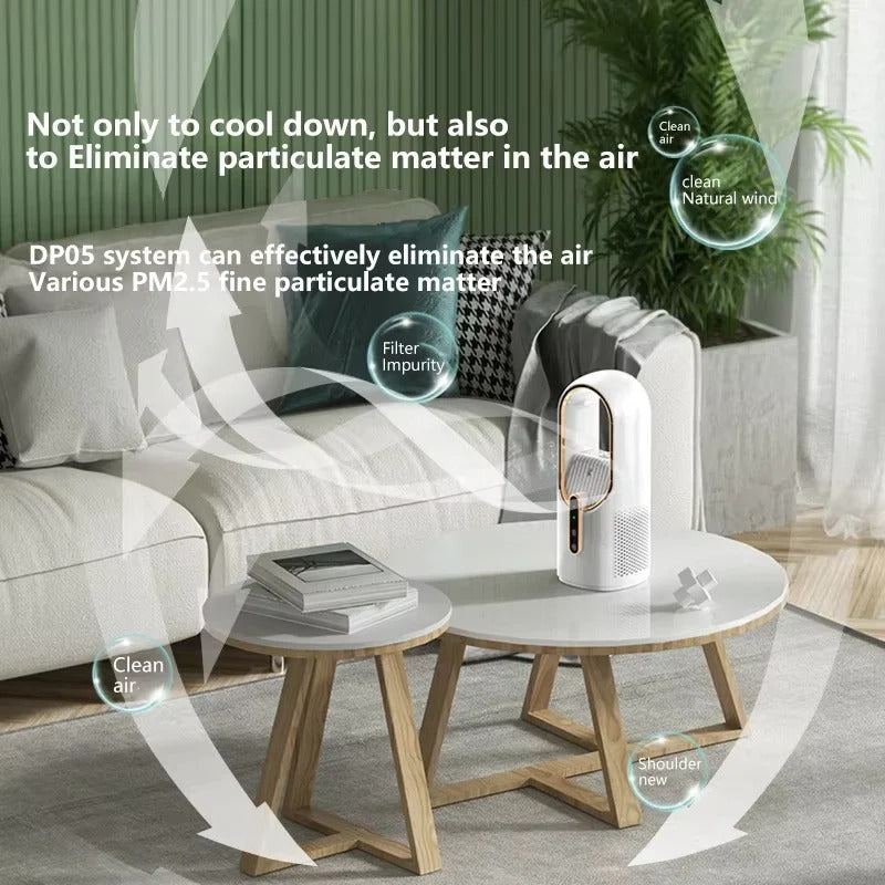 Compact Mini USB Bladeless Fan - Quiet Air Circulator for Desk & Bedside Use