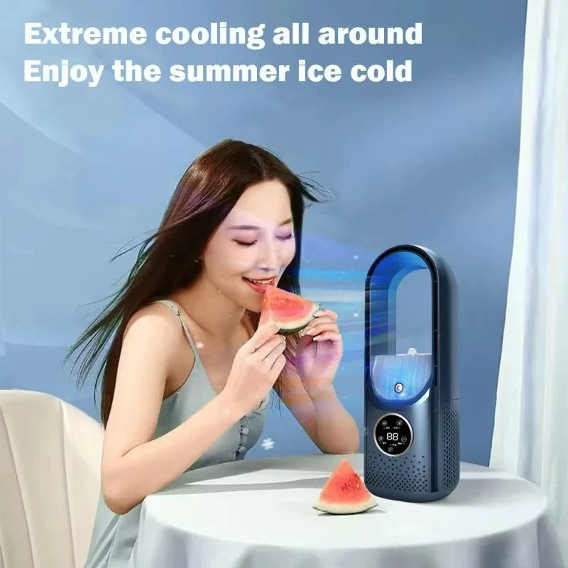 Compact Mini USB Bladeless Fan - Quiet Air Circulator for Desk & Bedside Use