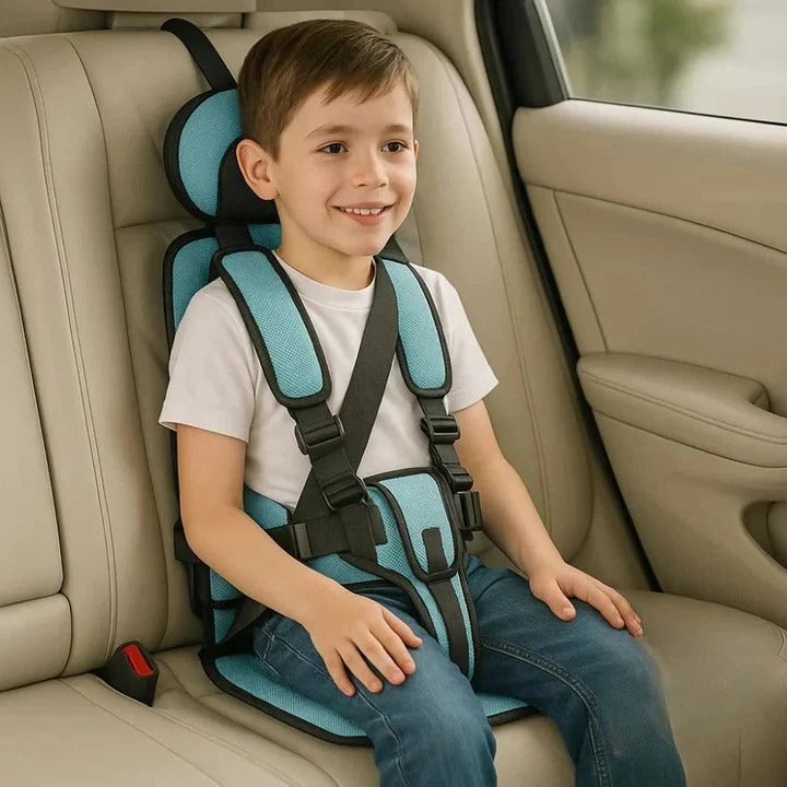 Portable Child Travel Seat with Safety Harness - Secure Vehicle Booster for Kids