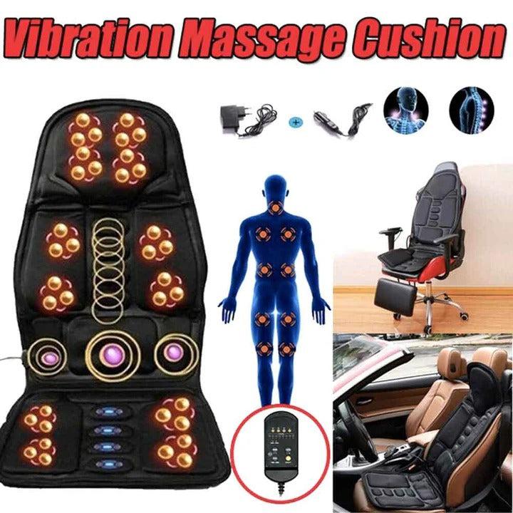 Portable Heated Massage Chair Pad - 8 Vibration Modes for Ultimate Relaxation & Comfort