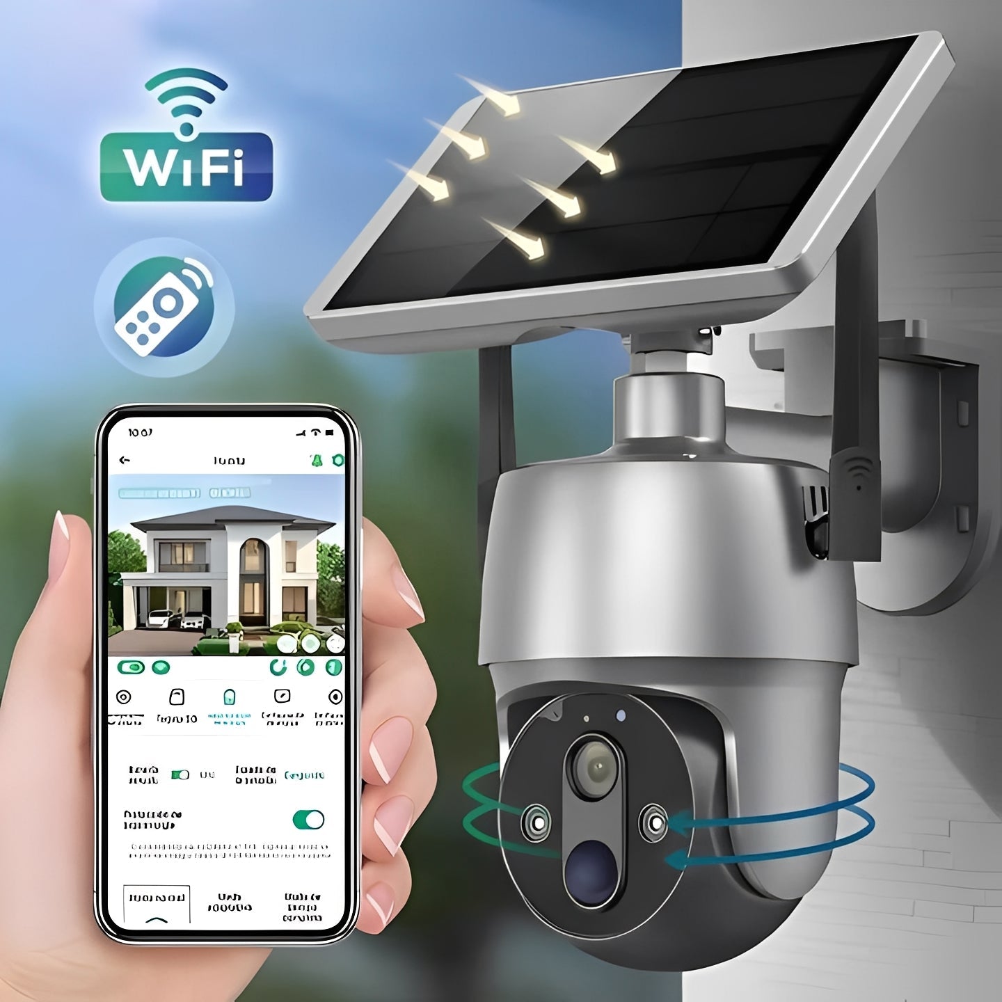Solar-Powered Outdoor Security Camera with Motion Detection, Two-Way Audio & Night Vision