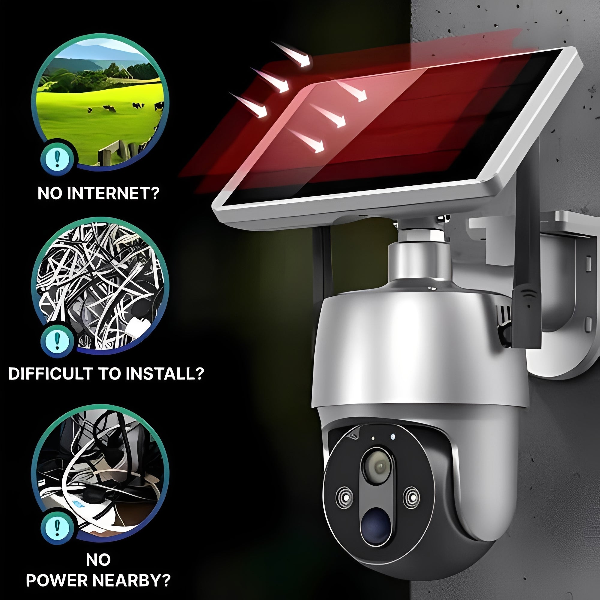Solar-Powered Outdoor Security Camera with Motion Detection, Two-Way Audio & Night Vision