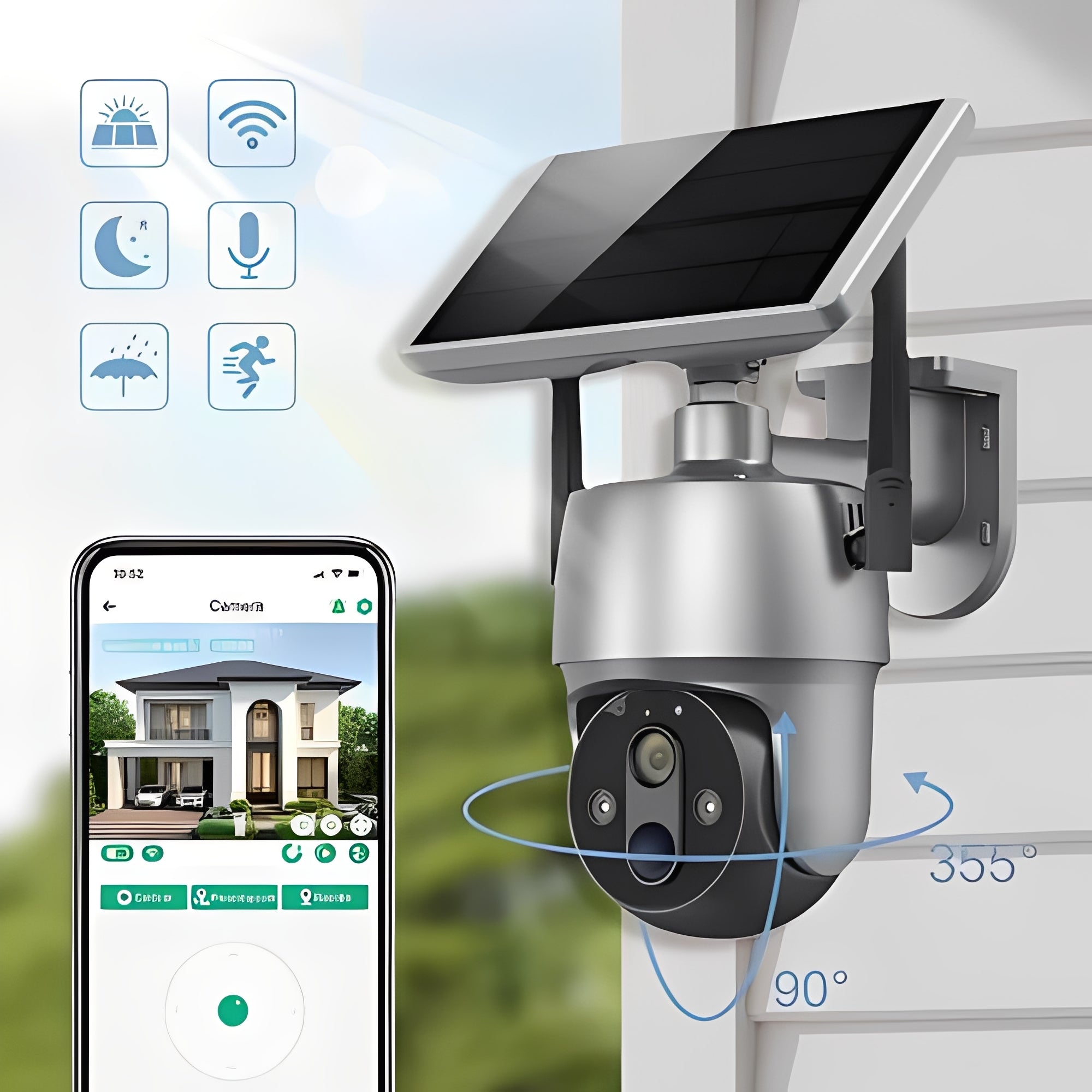 Solar-Powered Outdoor Security Camera with Motion Detection, Two-Way Audio & Night Vision