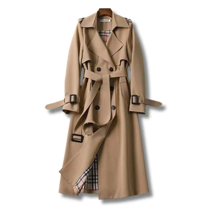 Stylish Trench Coat with Adjustable Waist Belt & Front Button Closure – Perfect for Any Season