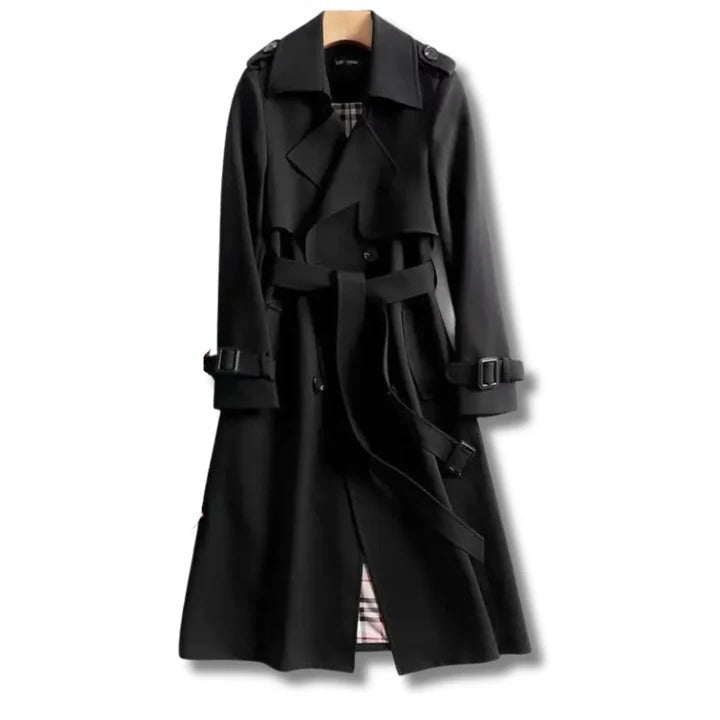 Stylish Trench Coat with Adjustable Waist Belt & Front Button Closure – Perfect for Any Season