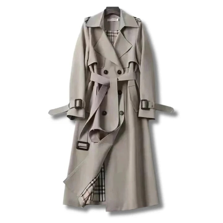 Stylish Trench Coat with Adjustable Waist Belt & Front Button Closure – Perfect for Any Season
