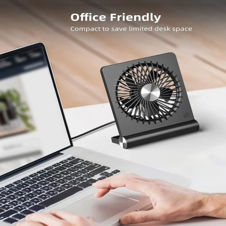 USB Powered Adjustable Desk Fan - Compact & Quiet Personal Cooling Solution