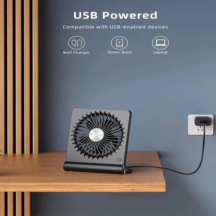 USB Powered Adjustable Desk Fan - Compact & Quiet Personal Cooling Solution