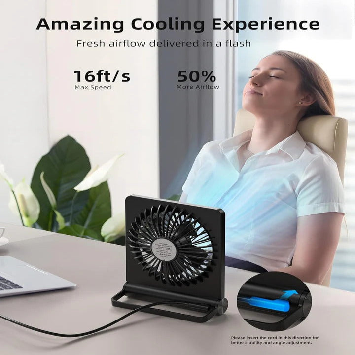 USB Powered Adjustable Desk Fan - Compact & Quiet Personal Cooling Solution