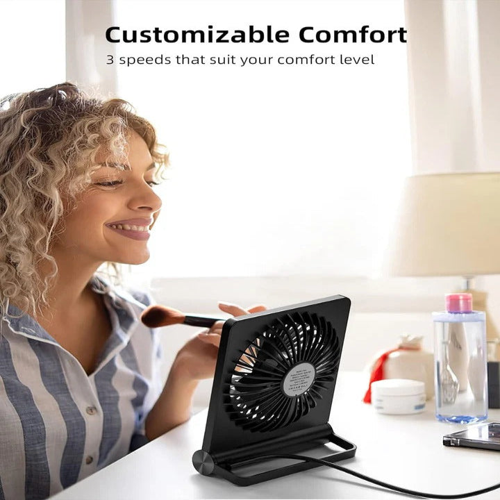 USB Powered Adjustable Desk Fan - Compact & Quiet Personal Cooling Solution