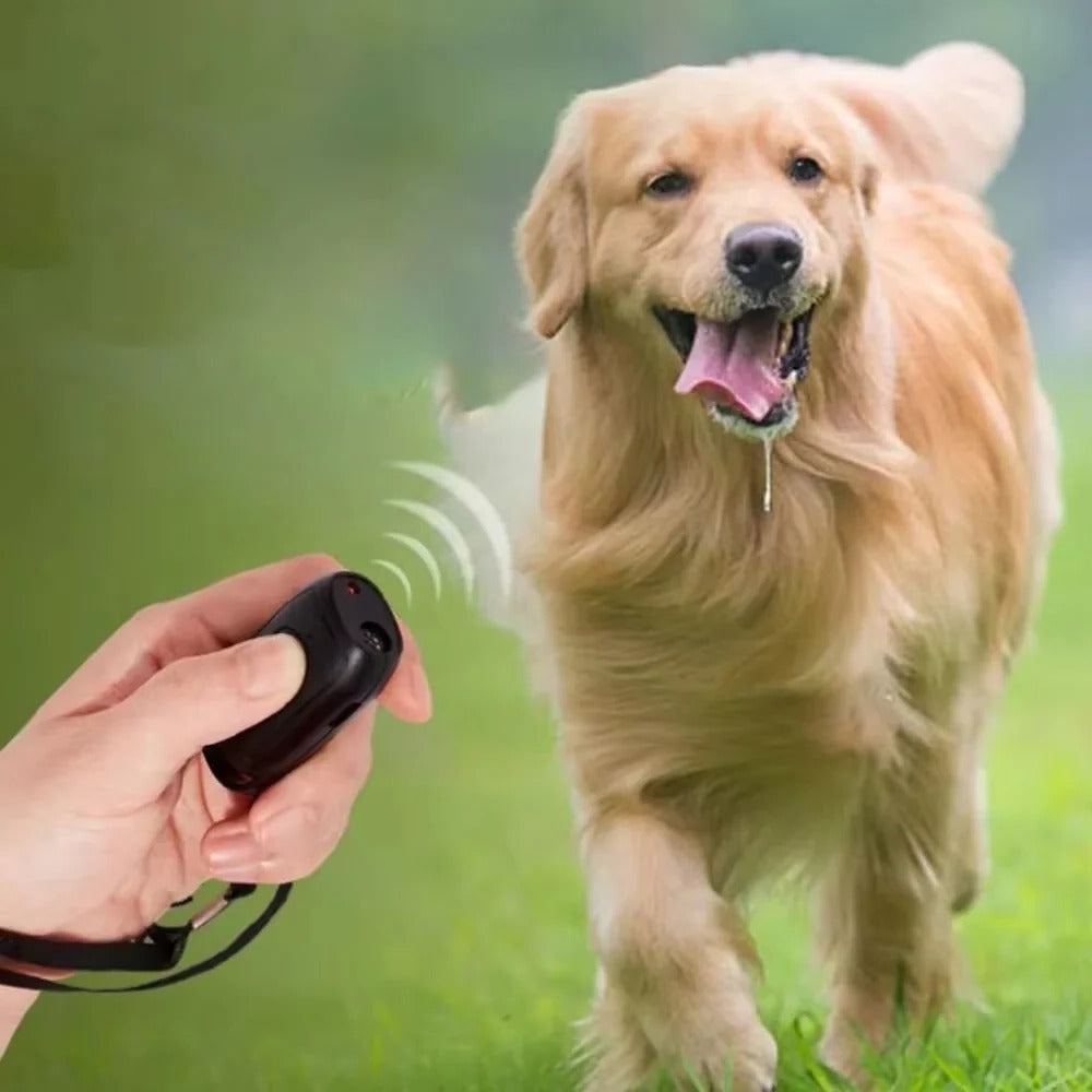 Ultrasonic Dog Deterrent Device with LED Light - Handheld Anti-Bark Trainer