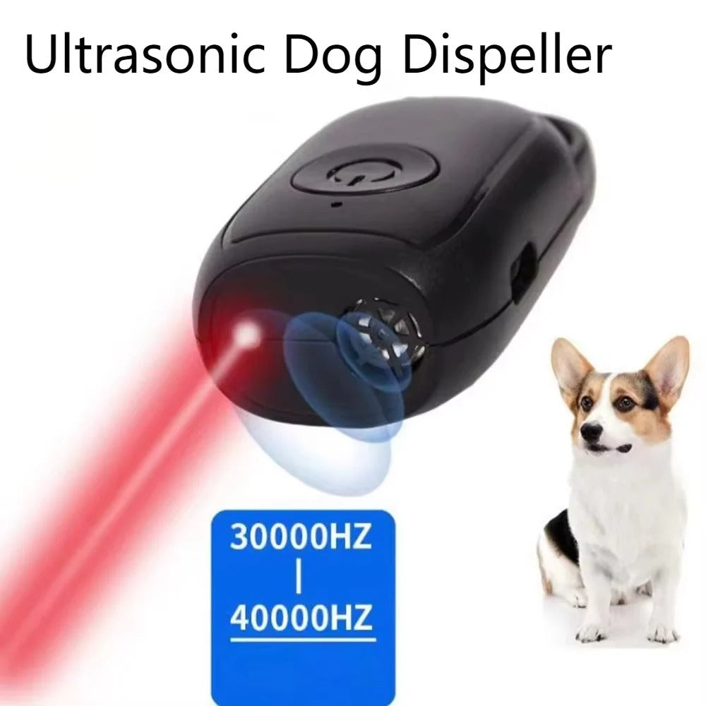 Ultrasonic Dog Deterrent Device with LED Light - Handheld Anti-Bark Trainer