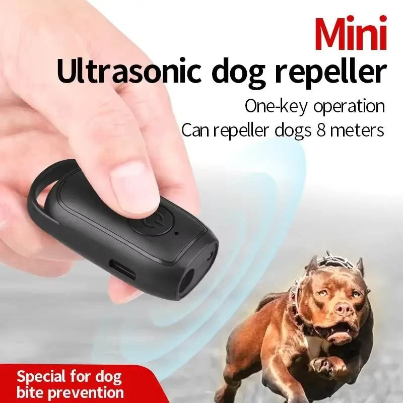 Ultrasonic Dog Deterrent Device with LED Light - Handheld Anti-Bark Trainer