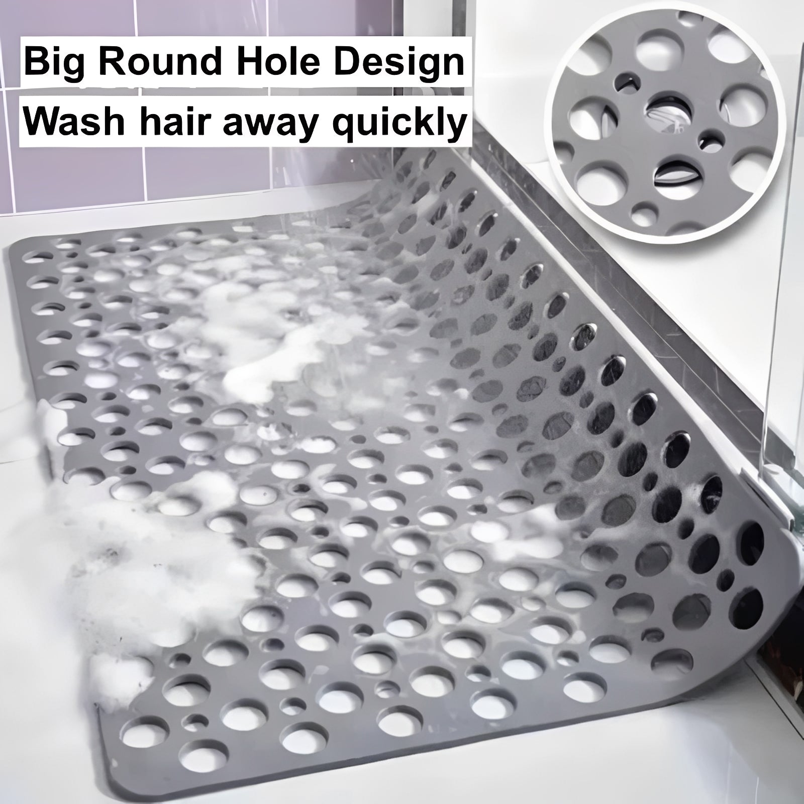 Non-Slip Shower Mat with Square Frame and Suction Cup Grid for Ultimate Safety and Comfort