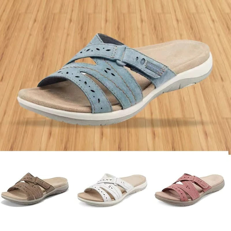 Women's Adjustable Hook and Loop Summer Walking Sandals - Comfortable, Breathable Footwear for Outdoor Activities